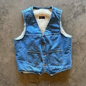Vintage 1970s Maverick Sherpa Lined Denim Vest
